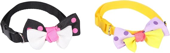 X-Perk Papyonlu Kedi ve Köpek Boyun Tasması 2 Adet, Çok Renkli (Siyah ve Sarı), 34 cm, Padded