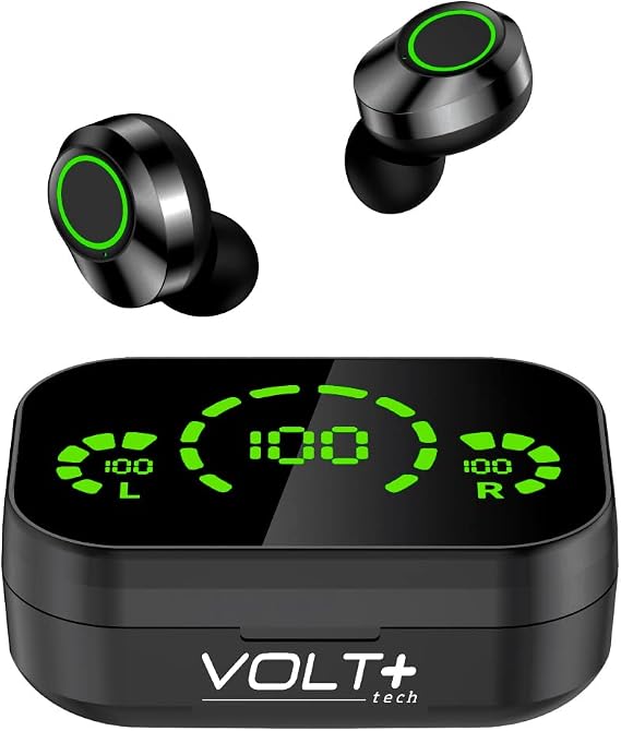 Pro Earbuds Wireless V5.3 LED Compatible with Oppo K12 IPX4 Water & Sweatproof/Noise Reduction/Quad Mic Plus 1200mah PowerBank