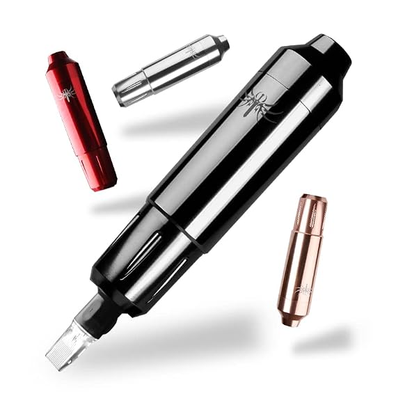 DGT Blade Cartridge Rotary Tattoo Machine Pen with with Japanese Brushless Motor and RCA cord (Black (A))