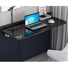 Folding Wall-Mounted Drop-Leaf Table Wall Mounted Table Wall Mounted Desk Wall Mounted Folding Table Wall Mounted Table for Study/Bedroom Small Space 50x40cm/20x16in Black