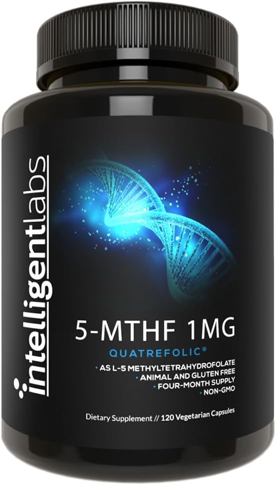 5-MTHF Methylfolate 1mg, Quatrefolic for Mood & Energy, 4-Month Supply | Gentle 1000mcg Daily Dose. Supports Optimal Methylation & Cardiovascular Wellness. Zero Stomach Discomfort