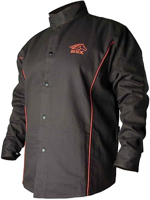 Black Stallion B9C BSX Contoured FR Cotton Welding Jacket, BlackRed, 3X-Large