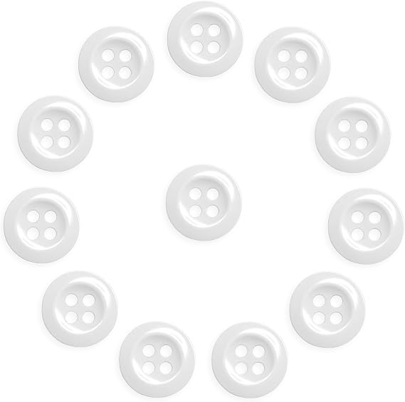 ButtonMode Work Shirt Buttons 13mm 20L Style 29 for Army, Dickies, Carhartt, Wrangler, Red Kap, Fits Class A, B, C Workwear, Military Spec Industrial Strength, Size 1/2", White, 12-Buttons