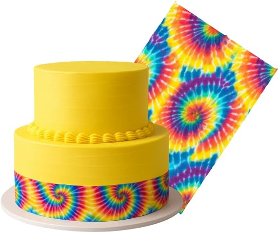 Tie Dye Edible Tall Cake Decoration Wrap