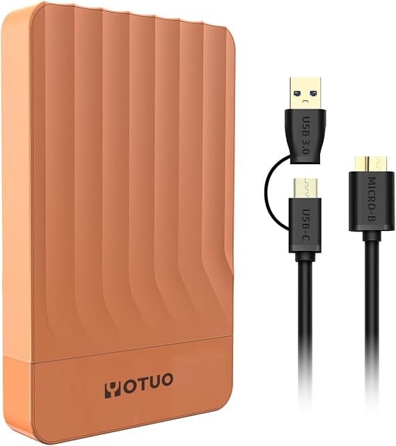 YOTUO 500GB External Hard Drive, Portable Storage Expansion HDD, USB 3.0 & USB-C for PC, Mac, Desktop, Laptop, Smartphone, PS4, Xbox One, Xbox 360, Office & Game Orange