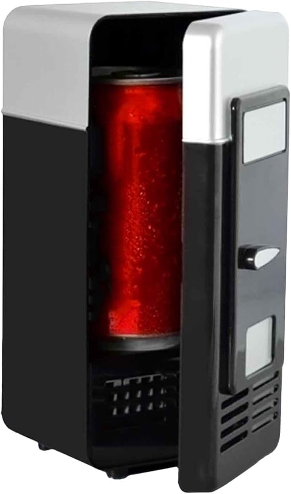 Fridge for Drinks - Portable Mini Cooler and Warmer Appliance | Compact Personal Can Coolersz for Single Beverage, Food, Skincare | Small Desktop Dormitory, Bedroom, Office Desk