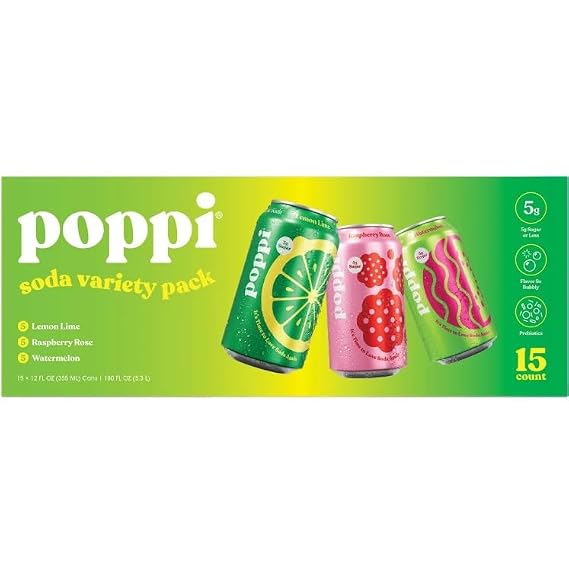 Popi Prebiotic Soda, Variety Pack, 12 Fluid Ounce