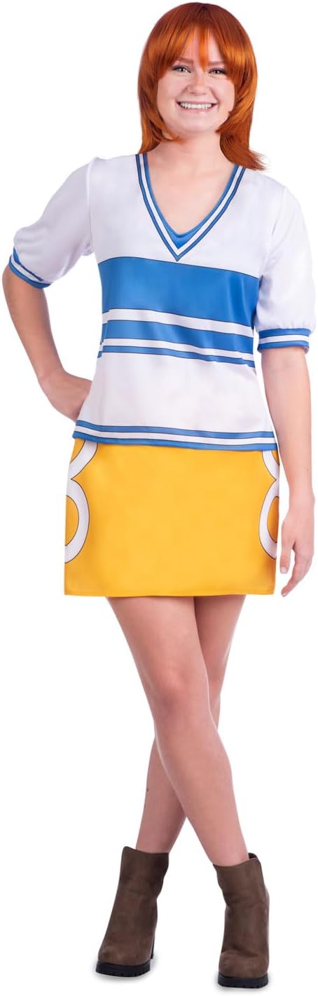 My Other Me One Piece Nami Zoro Cosplay Costume Woman - Officially Licensed Anime Outfit with Printed T-Shirt, Skirt, and Wig for Comic-Con, Halloween, and More Multi, Large