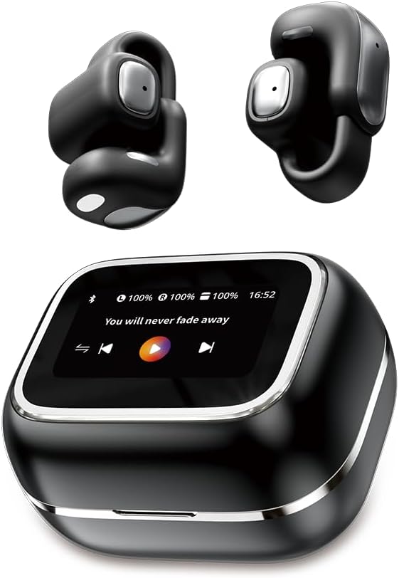 Clip on Earbuds Bluetooth 5.4 Open Ear Wireless Headphones Lightweight Earphones, Open Air Design Headphones for Running Gym Workouts (Black)