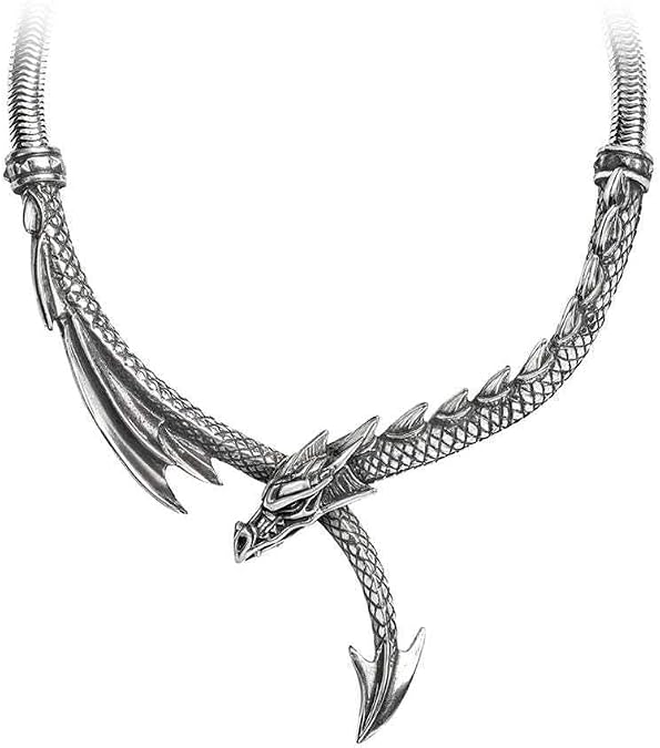 Alchemy of England Silver Pewter Twisted Snake Dragons Lure Necklace