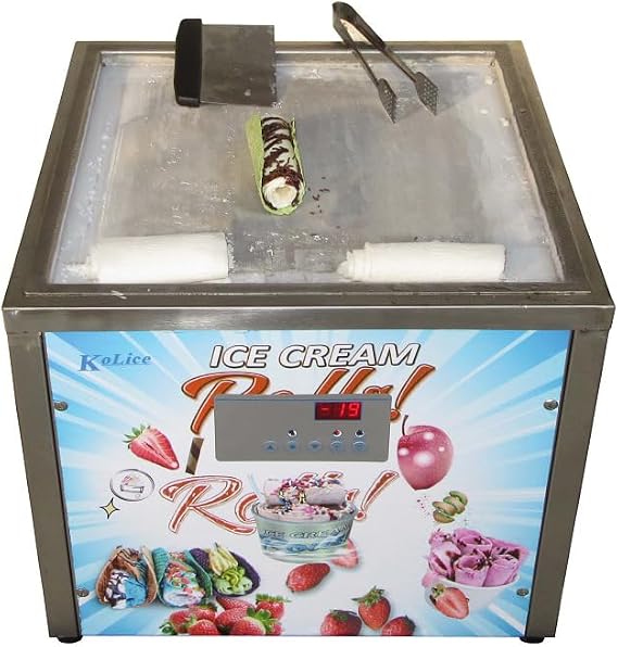 Kolice 18x18 inches Commercial Single Square Ice Pan Machine Fried Ice Cream Roll Machine Instant Fry Ice Cream Machine Roll Ice Cream Machine