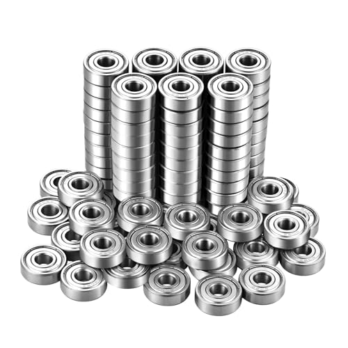 100 Pack 608zz Bearings 8mm x 22mm x 7mm Double Metal Sealed Shielded Deep Groove Ball Bearing for 3D Print Projects, Skateboards, DIY Project or Replacemen