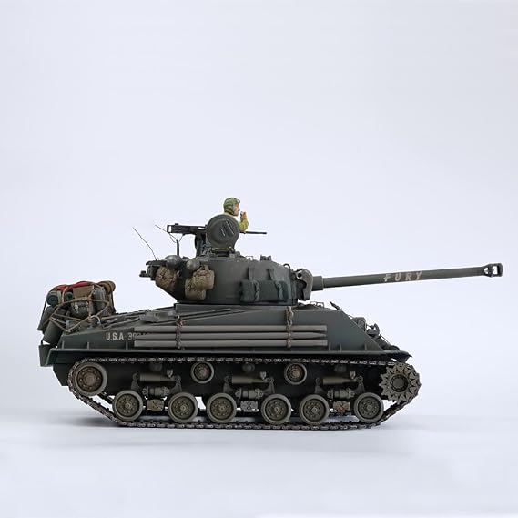 1/16 Fury Shermann M4A3E8 Heavy Hand-Made Tank RC RTR WW2 Military Army Model Panzer Easy Eight Brad Pitt, Hobby-Grade Men Military Vehicles Toys,for Age Above 15+ (6603-Original)