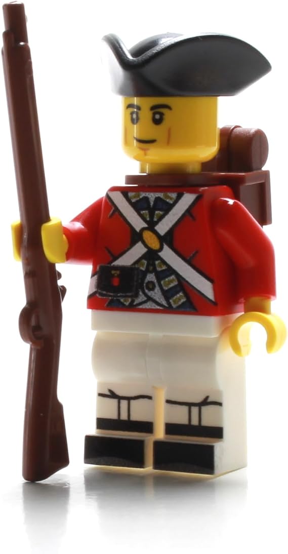 Battle Brick British Revolutionary Redcoat Soldier Custom Minifigure | Printed in The USA | Genuine Military Minifig | 1.6 Inches Tall | Great Gift for Adult AFOL