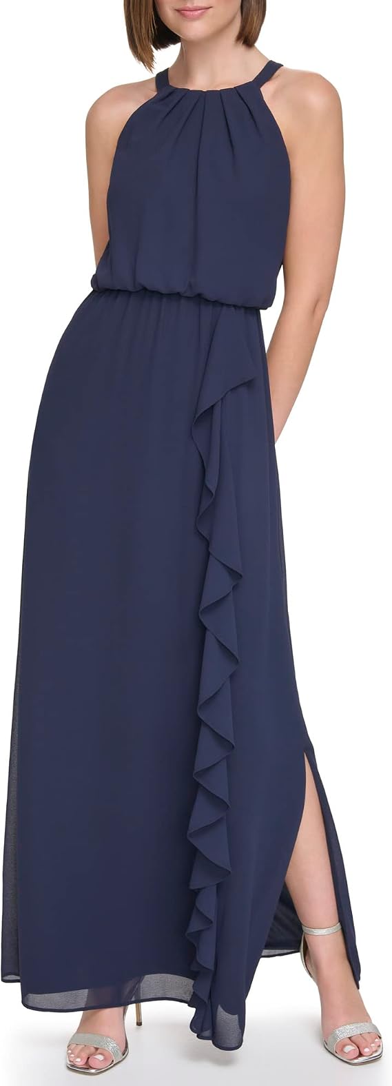 Jessica Howard Women's Halter Chiffon Maxi Gown Special Occasion Dress