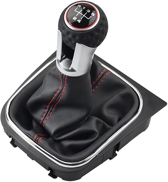 5 Speed Car Gear Shift Knob for Golf 5 6 MK5 MK6 GTI GTD R32 R20 Rabbit Jetta 2004-2014,Gear Lever Shift Knob with Boot Cover,Gear Shift Knob Assembly with Frame and Gaiter