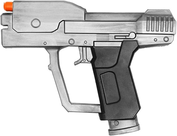 10.5" Foam Prop Replica Iconic Video Game Sidearm | Collectible Cosplay & Display Piece Silver
