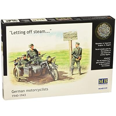 Master Box WWII German BMW R75 Motorcycle and 4 Motorcyclists 1940-43 Figure Model Building Kits 1:35 Scale