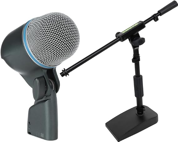 Shure BETA 52A Kick Drum Microphone with Compact Base Stand - Supercardioid Dynamic Mic with High Output Neodymium Element