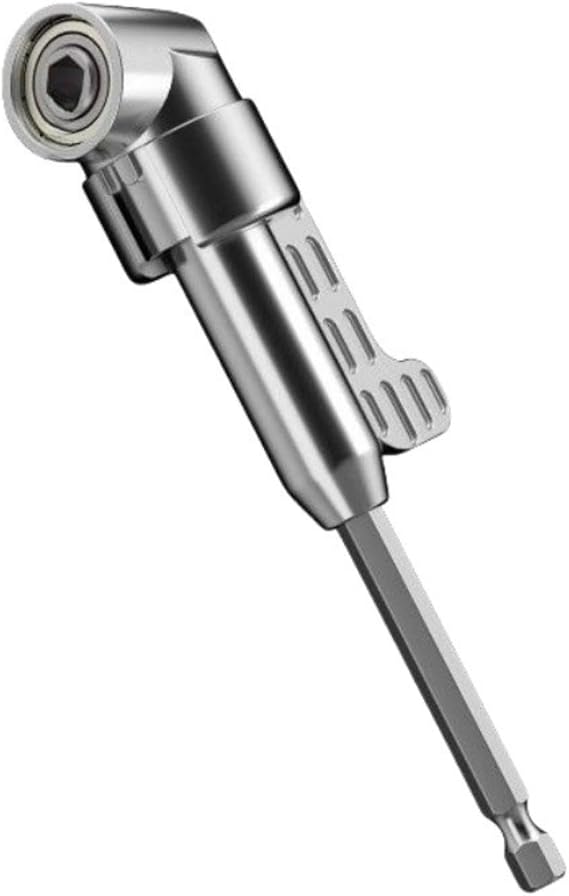 105 Degree Right Angle Drill Adt., 1/4" Hex Shank Power Screwdriver Attachment, Extension Adapter for Impact Driver, for Tight Corner & Recessed Screw Driving (Long)