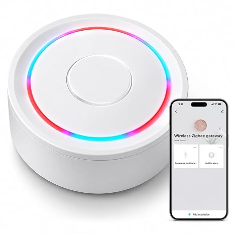 Zigbee 3.0 Hub Gateway, Smart Home Bridge Compatible with Tuya Smart Life App, Wireless Zigbee Gateway Hub Works with Alexa & Google Home, Remote App Control for Sensors, Switches and Smart Devices