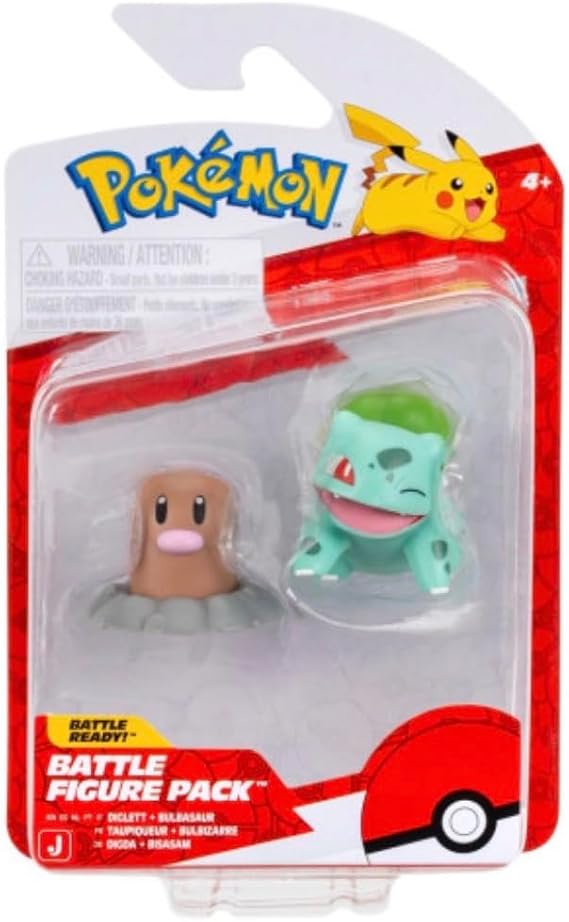 Pokémon Diglett ve Bulbasaur ile Savaş Figür Paketi, 2 Paket Aksiyon Figürleri