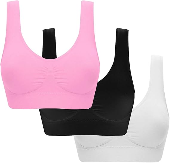Sport+Bra 3PCS Sports Bras for Women 2025 Plus Size Seamless Wireless Workout Everyday Push Up Comfortable Breathable Sleep Bra