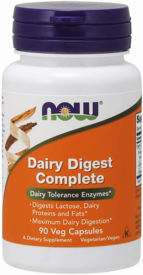 NOW Foods Supplements, Dairy Digest Complete, Digests Lactose, Dairy Proteins and Fats*, Dairy Tolerance Enzymes*, 90 Veg Capsules