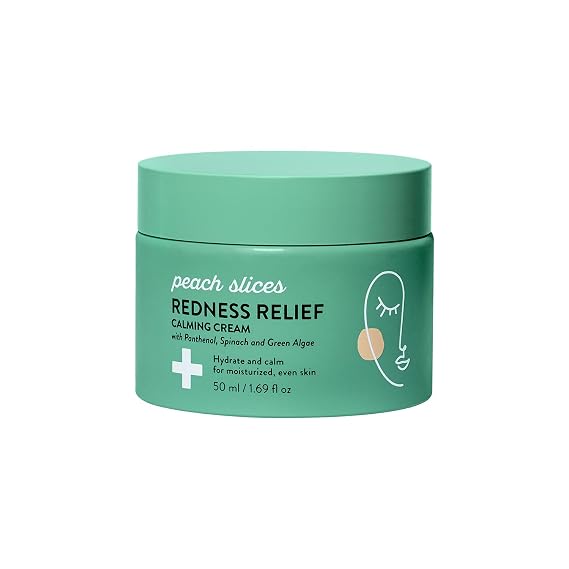 Peach Slices - Redness Relief Calming Cream (1.69 oz) - Hydrate & Calm - Moisturized, Even Skin - Panthenol, Spinach, Green Algae, Turmeric - Vegan, Cruelty Free, Korean Skin Care & Beauty