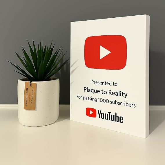 Premium YouTube Subscriber Play Button Award (White)