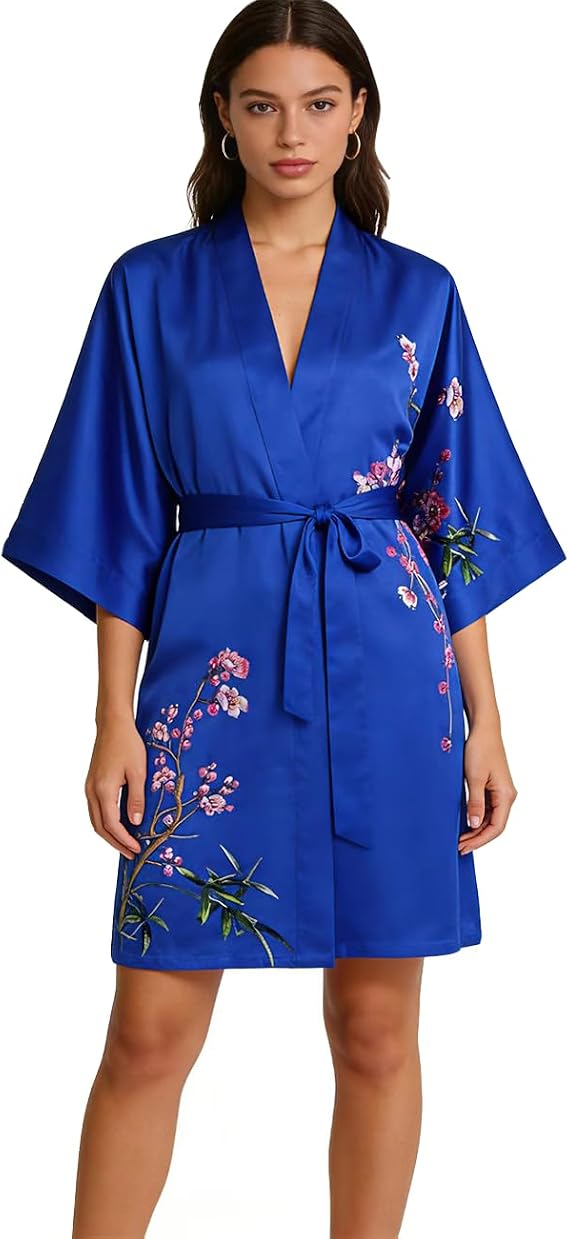 women's 100% silk kimono, short bathrobe pajamas, kimono pajamas