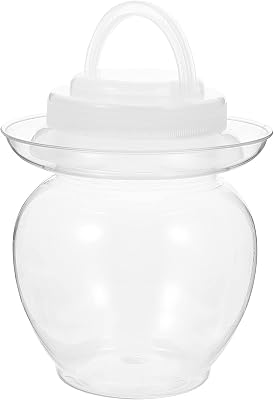 Angoily Weights Pickle Jar Traditional Chinese Pot with Water Airlock Lid Sealed Food Storage Can for Brewing Pickling Kimchi Vegetables Kombuch Paocai Sauerkraut 1L Wide Mouth Jars