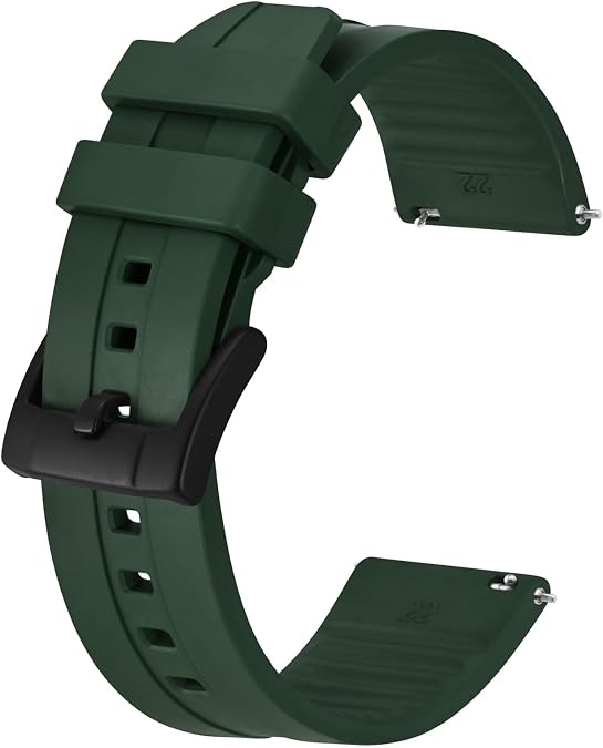 BISONSTRAP Classic Watch Bands 20mm 22mm 24mm, Fluororubber (FKM) Rubber, Watch Replacement Straps for Men and Women, Heavy Duty Clasp
