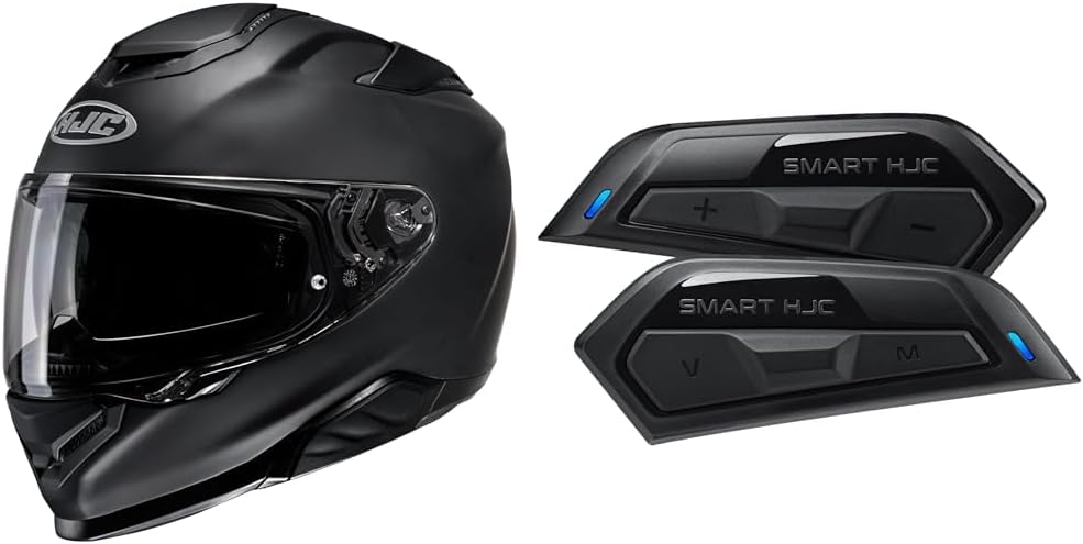 HJC HELMETS Motorcycle Helmets, Full Face, RPHA 71, Solid HJH244, MATTE Black, Incom, Built-in, For HJC SENA, SMART HJC 50B, HJA601, Black Mesh Bluetooth Compatible