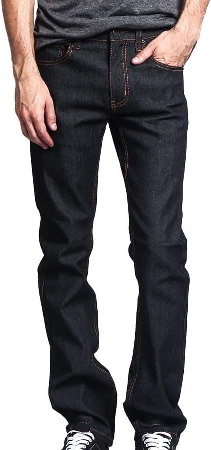 VICTORIOUS Mens Slim Fit Unwashed Raw Denim Jeans DL980