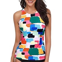 Holipick High Neck Tankini Top Bathing Suit Tops for Women Tummy Control Tank Tops Swimsuits