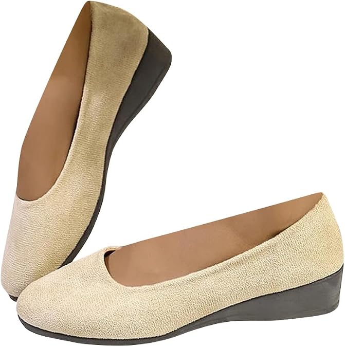 Cydmoty Elegant Lightweight Anti-Slip Low Heel Wedge Shoes