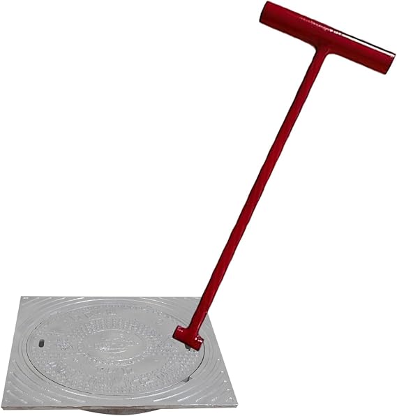 Heavy Duty Manhole Cover Lifting Keys Screw in Universal, T Style Manhole Opener Tool for Sewer Cover Drain Grate, Duty Lifting Pulp Hooks Puller(50cm (19 3/4"))