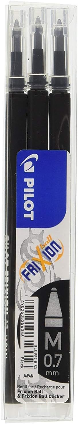 Pilot Frixion Ball Pen Backup 0.7 Black 3-Piece BLS