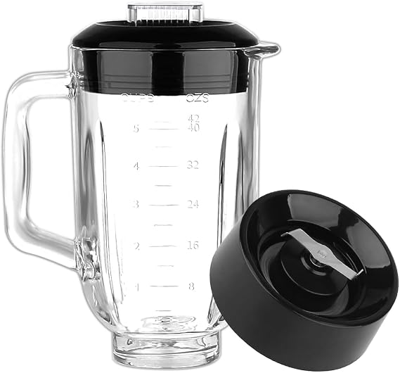 Replacement Parts Glass Jar with Blade Assembly,Compatible with Black&Decker Blender BL1110RG BL1230SG BL1830SGM