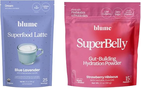 Glow and Gut Health 2 Set - Blue Lavender Latte and Strawberry Hibiscus Hydration Packets -