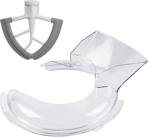 Splash Guard for KitchenAid 4.5 and 5 Quart Tilting Head Stand Mixer Stirrer Accessories and Flex Edge Beater for Kitchen Aid Medium Food Processors with Tilting Motor Head