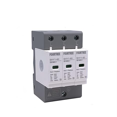 AC SPD Surge Protection 2P 3P 4P 1020KA/2040KA /30KA60KA House Lightning Protector Low-Voltage Arrester Protective Device(3P,30-60KA)