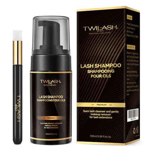 Lash Shampoo 100ml 3.42oz for Salon & Home Use - High-Purity Eyelash Cleanser, And an Extended Handle Lash Shampoo Brush
