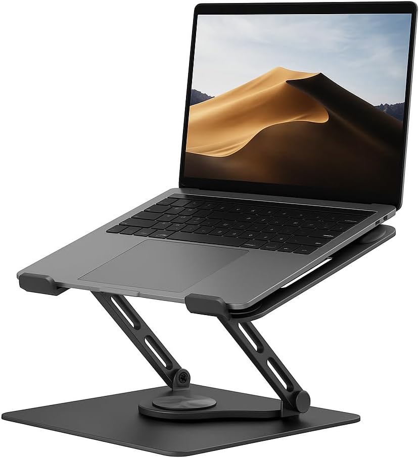 McStorey Taşınabilir Katlanabilir Ayarlanabilir Laptop Standı – Alüminyum, Ergonomik Dizüstü Bilgisayar Yükseltici, Kademeli Yükseklik Ayarı, Tüm Laptoplar İçin Uyumlu 10 inç-17 inç Siyah