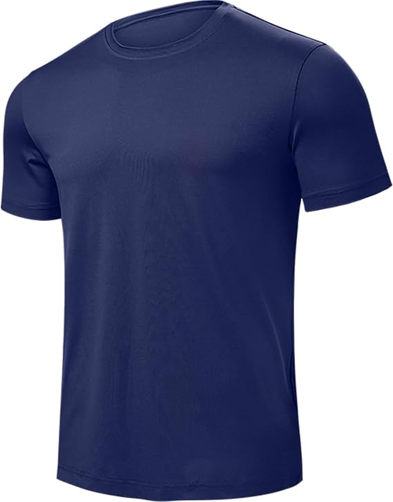 Mens Compression Shirts Crew Neck Athletic Gym Stretchy Tops