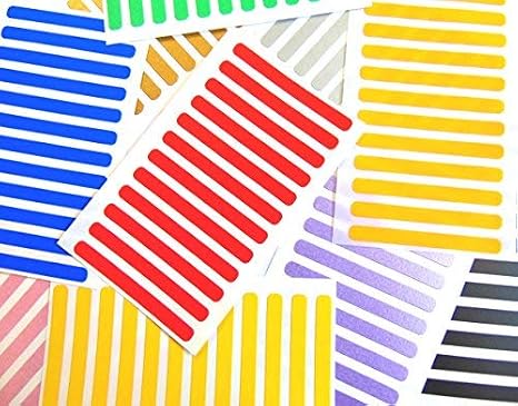 Narrow 50x5mm (2" x 0.2") Rectangular Sticky Labels, Colour Code Rectangle Stickers - 10 Mixed Colours