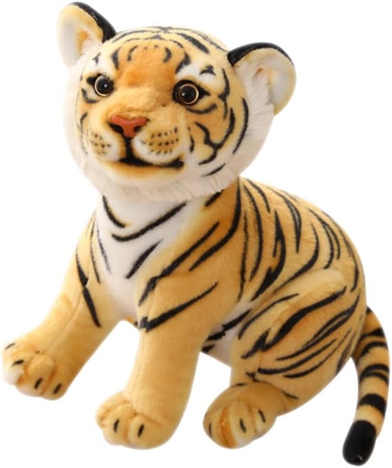 OUKEYI 9 in/23cmTigers Plush Toy Stuffed Animal Plush Cat, Lifelike Tiger Stuffed Animals Animals Kids Toy Gift for Boy Baby Hug Tiger Stuffed Animal (Yellow)