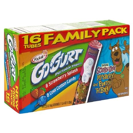 Yoplait Go-Gurt Family Pack, Character Inspired, Strawberry Splash, Cool Cotton Candy, 16 ct, 2.25 oz each