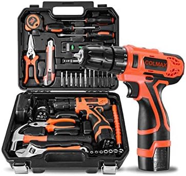 COLMAX 35PC Power Tool Combo Kit, Electric Drill Set with 16.8V Cordless Drill (2 Batteries), Household Repair Tools, Blow Molded Case